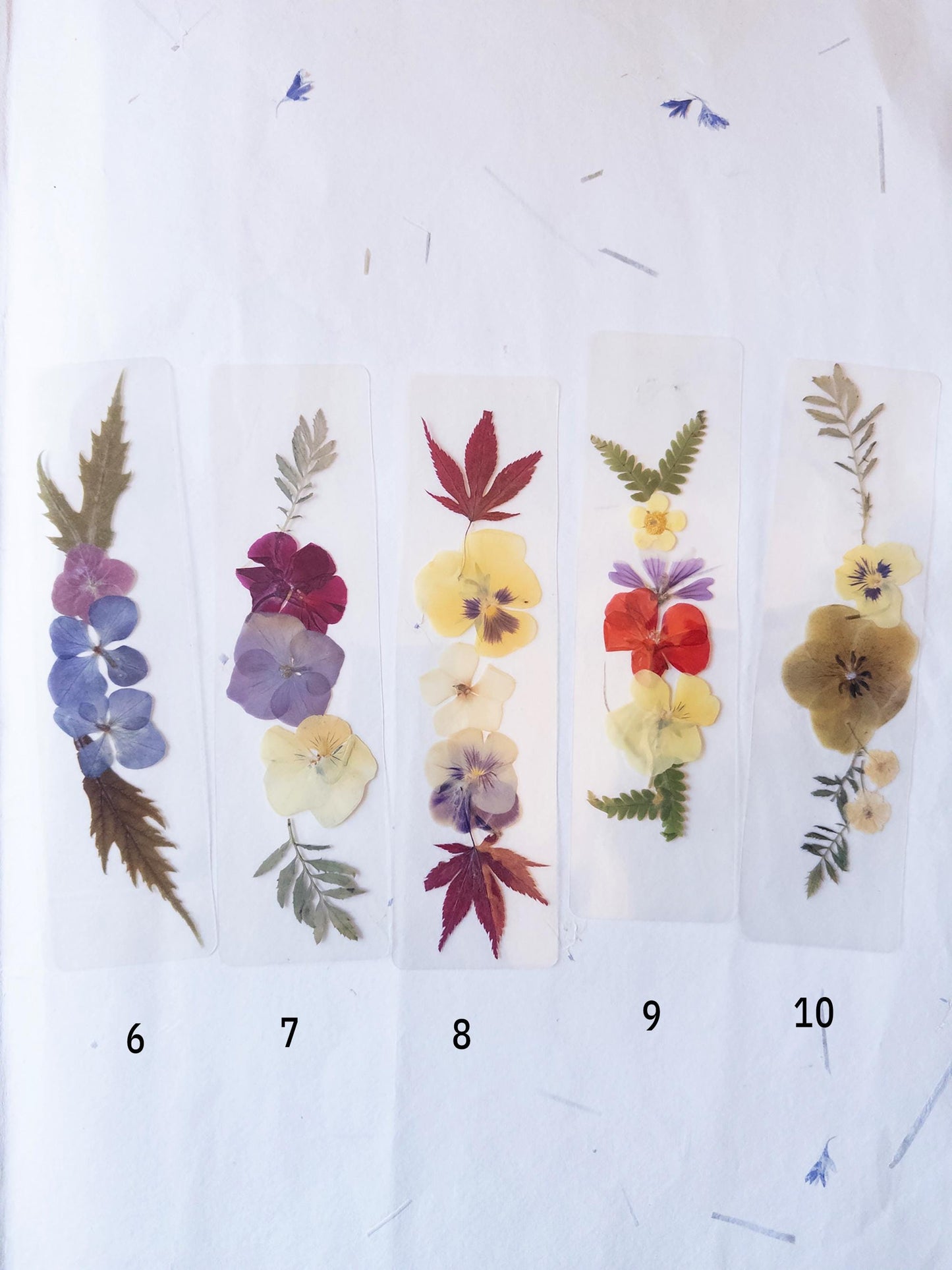 Transparent pressed flower bookmark, mixed flowers, handmade bookmark, gift, dried flower, fleur séchée , marque page laminated bookmark