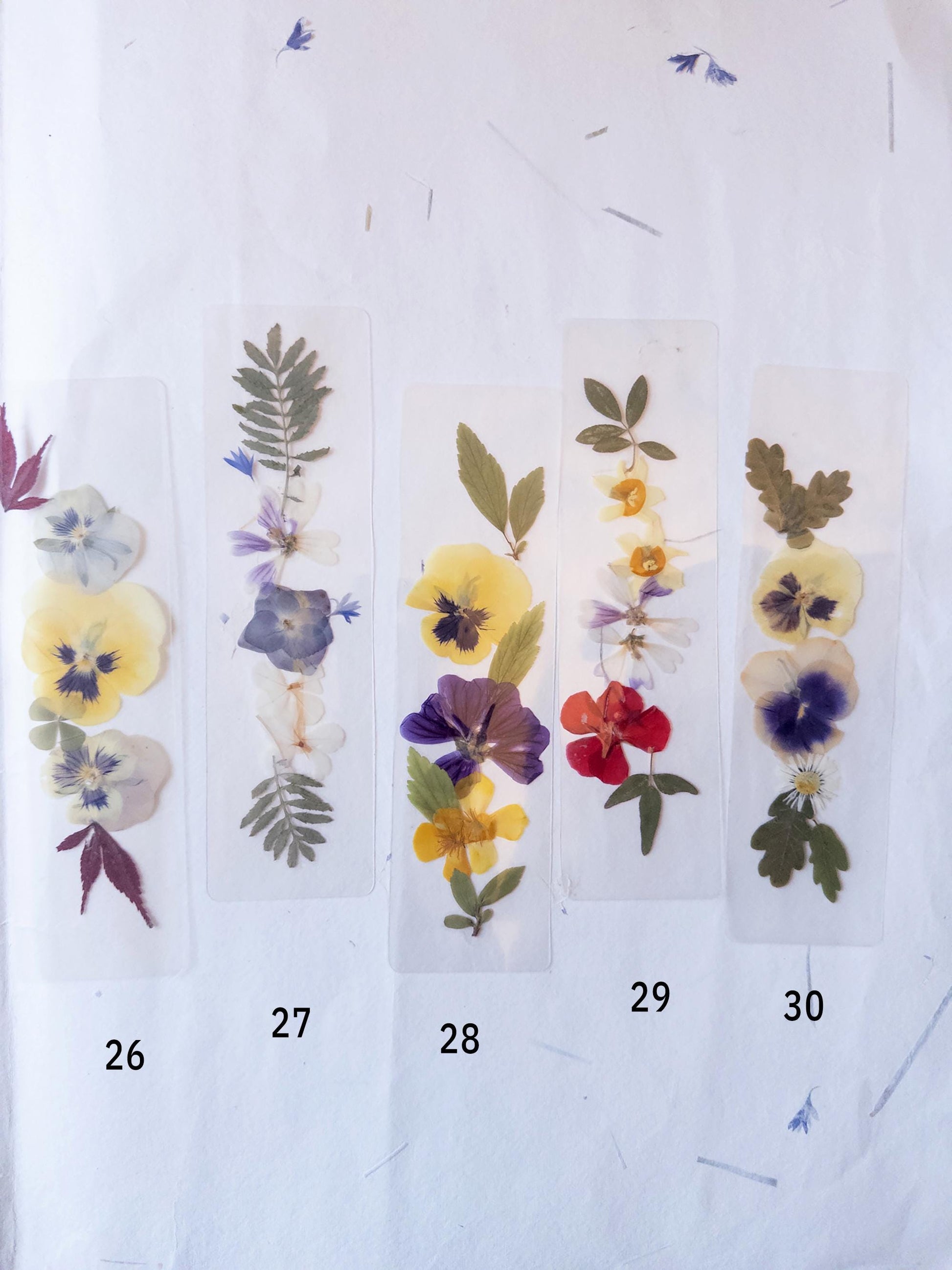Transparent pressed flower bookmark, mixed flowers, handmade bookmark, gift, dried flower, fleur séchée , marque page laminated bookmark