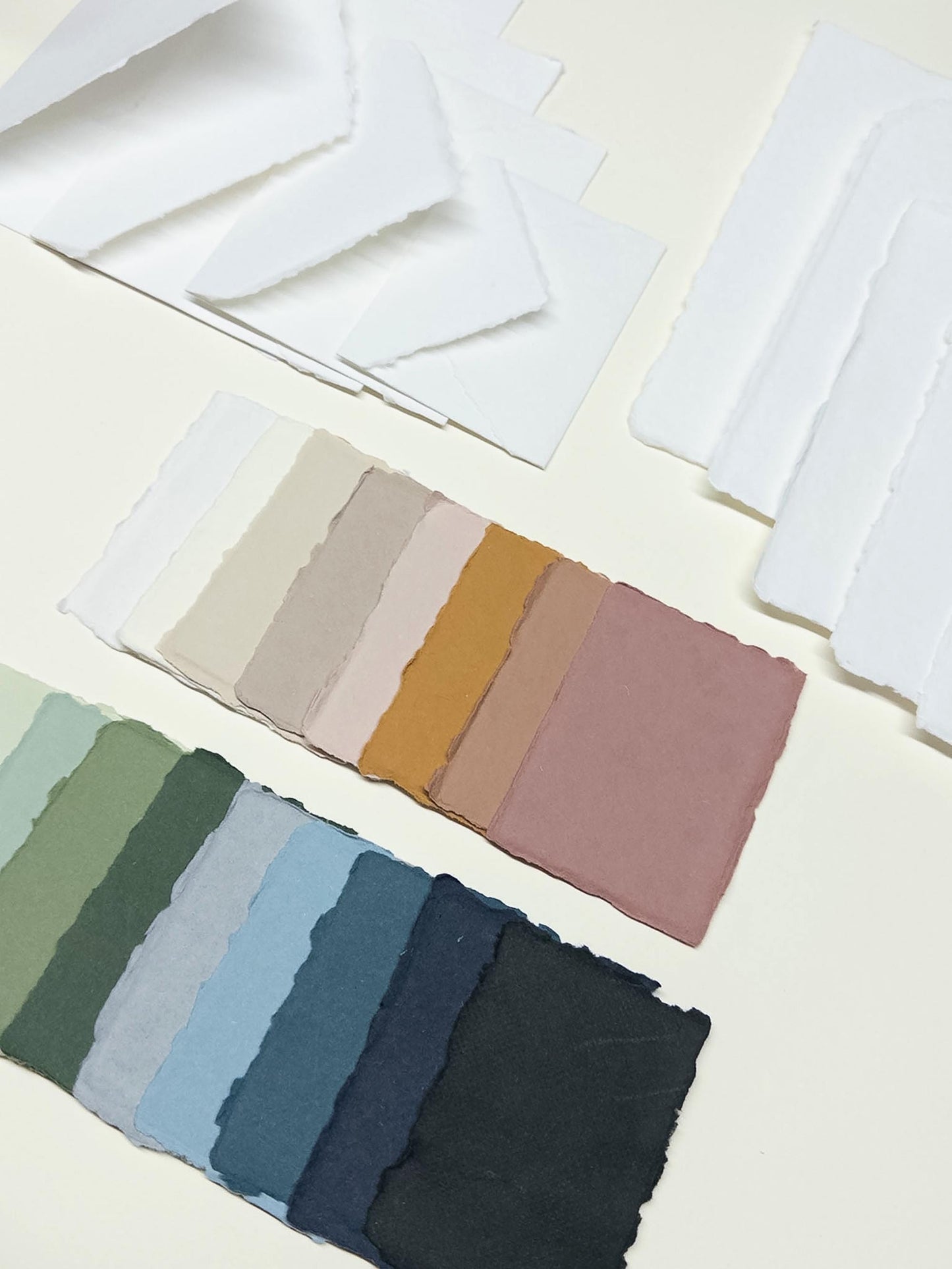 Complete sample pack, Handmade Paper Sample Pack | 17 Color Swatches | Deckle Edge Paper | Envelope & Paper Size Samples | Invitation Paper