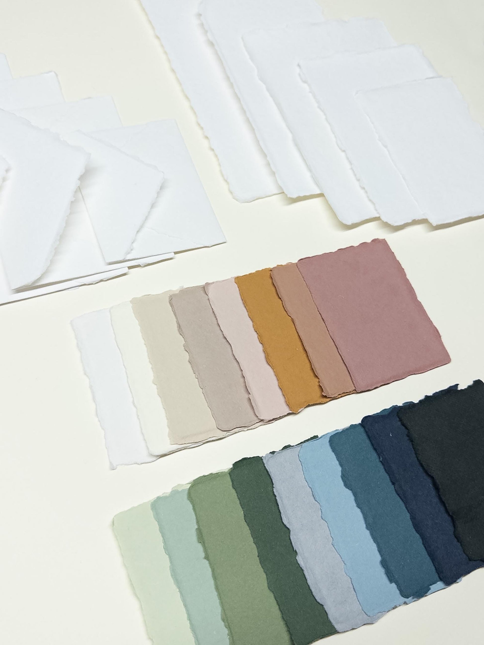 Complete sample pack, Handmade Paper Sample Pack | 17 Color Swatches | Deckle Edge Paper | Envelope & Paper Size Samples | Invitation Paper