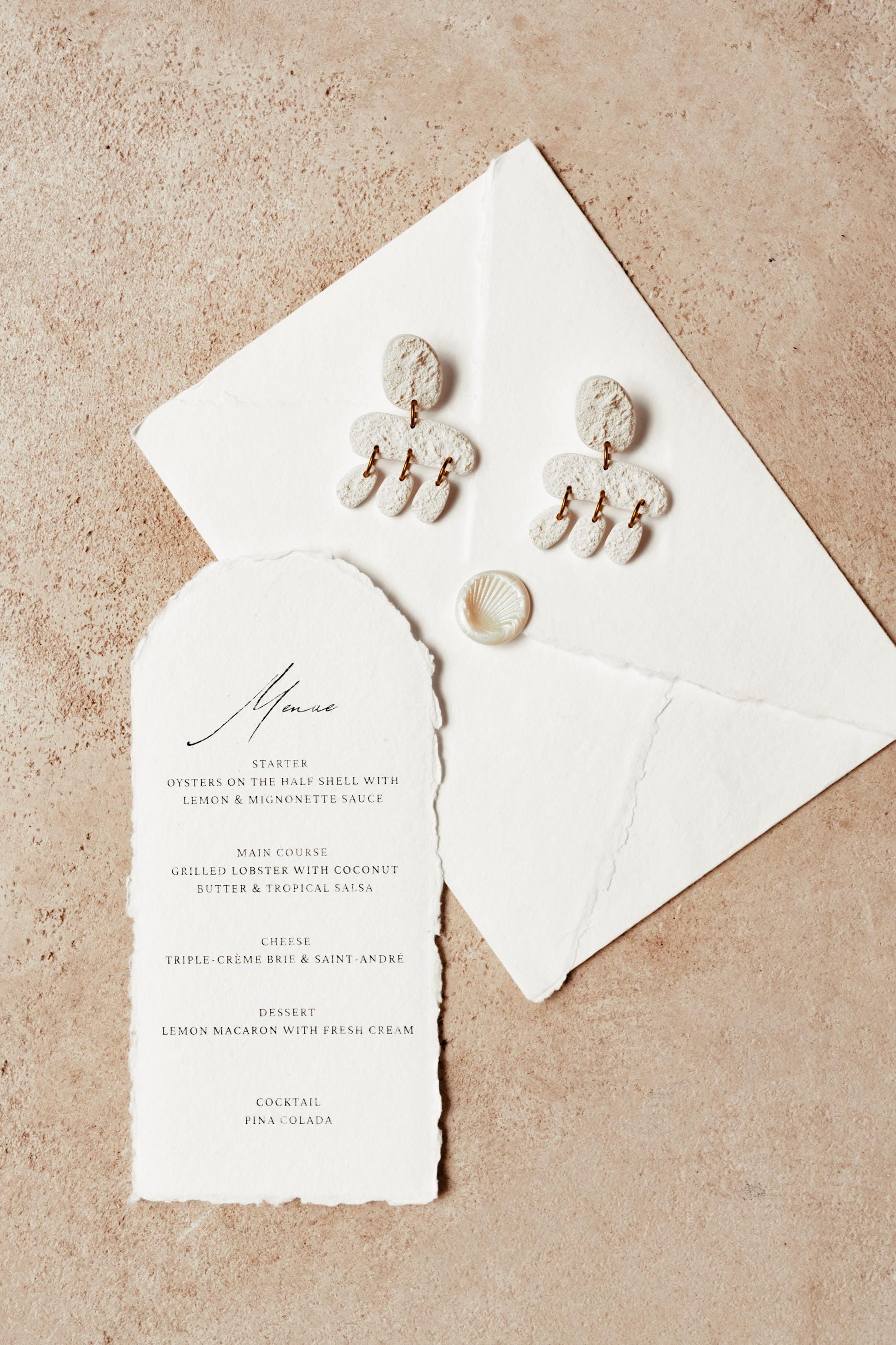 Sea Beach Theme Wedding Invitation Set A6 or 5x7 Handmade Deckle Edge Cotton Paper and Envelope Multiple Colors Print at Home Invitation Set