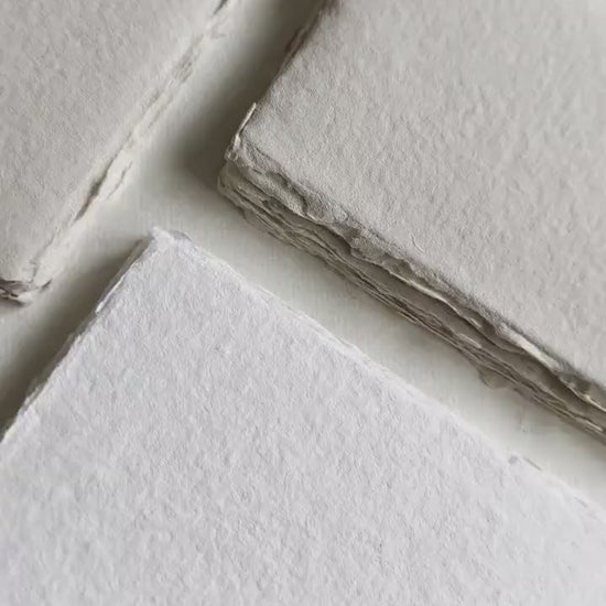 Soft White, blush, dusty blue, beige Handmade Deckle Edge Paper 2.5" X 3.5" place card Deckle Edge Paper, invite Paper, Handmade Paper,