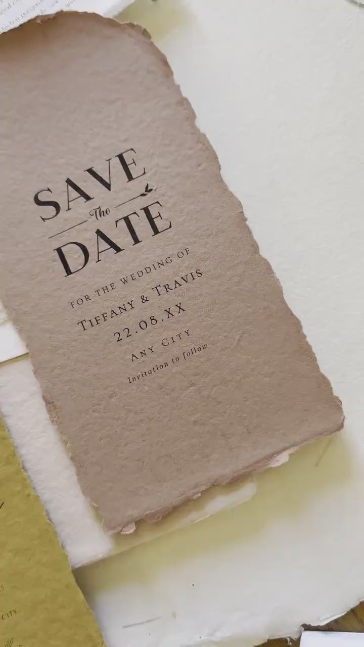 Arched paper Soft White, blush, luscious, beige Handmade Deckle Edge Paper , invite Paper, Handmade Paper, wedding invitation, save the date
