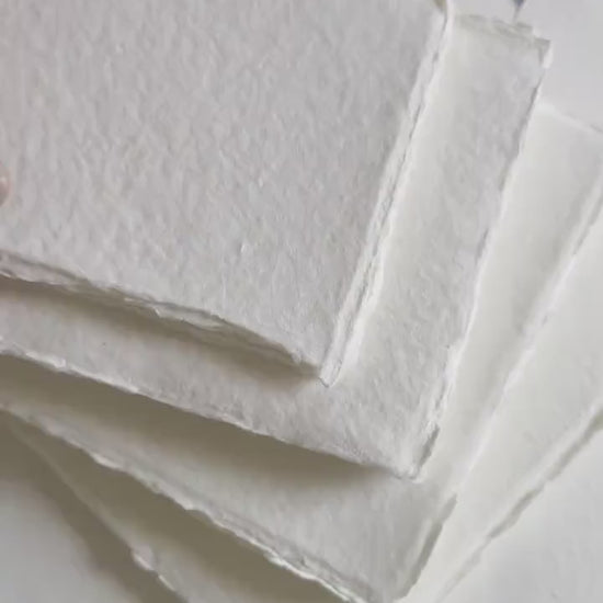 Pack of 10 Assorted sizes IVORY DECKLE EDGE Paper, Warm White Handmade paper , Handmade Cotton Rag, cotton paper, Ivory handmade paper