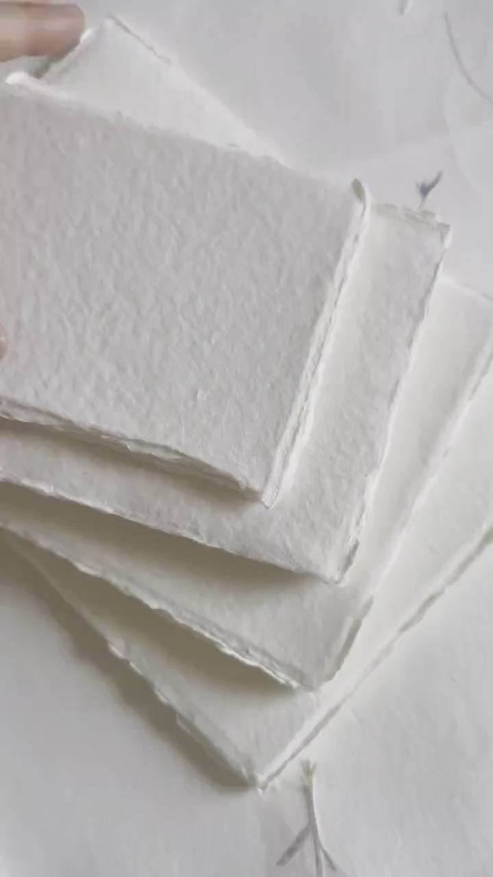 Pack of 10 Assorted sizes IVORY DECKLE EDGE Paper, Warm White Handmade paper , Handmade Cotton Rag, cotton paper, Ivory handmade paper