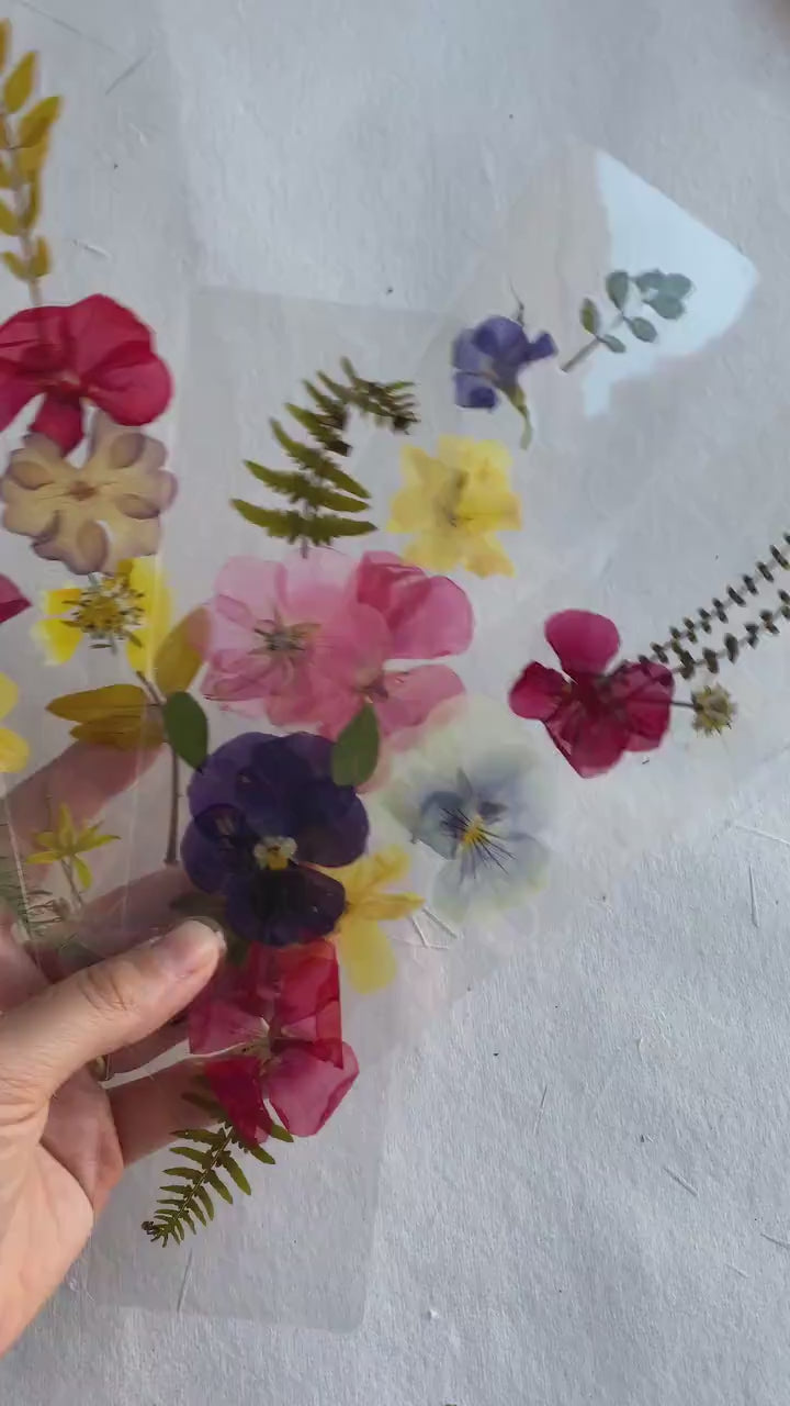 Transparent pressed flower bookmark, mixed flowers, handmade bookmark, gift, dried flower, fleur séchée , marque page laminated bookmark